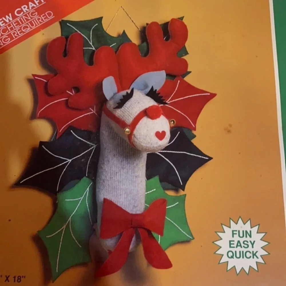 Vintage 1991 National Yarn Crafts Merry Moose Soft Sculpture Kit NIP USA